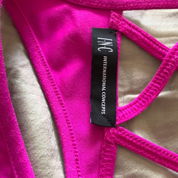 Women's Athletic tank top, shocking pink, size L, INC International Concepts - Picture 2 of 4